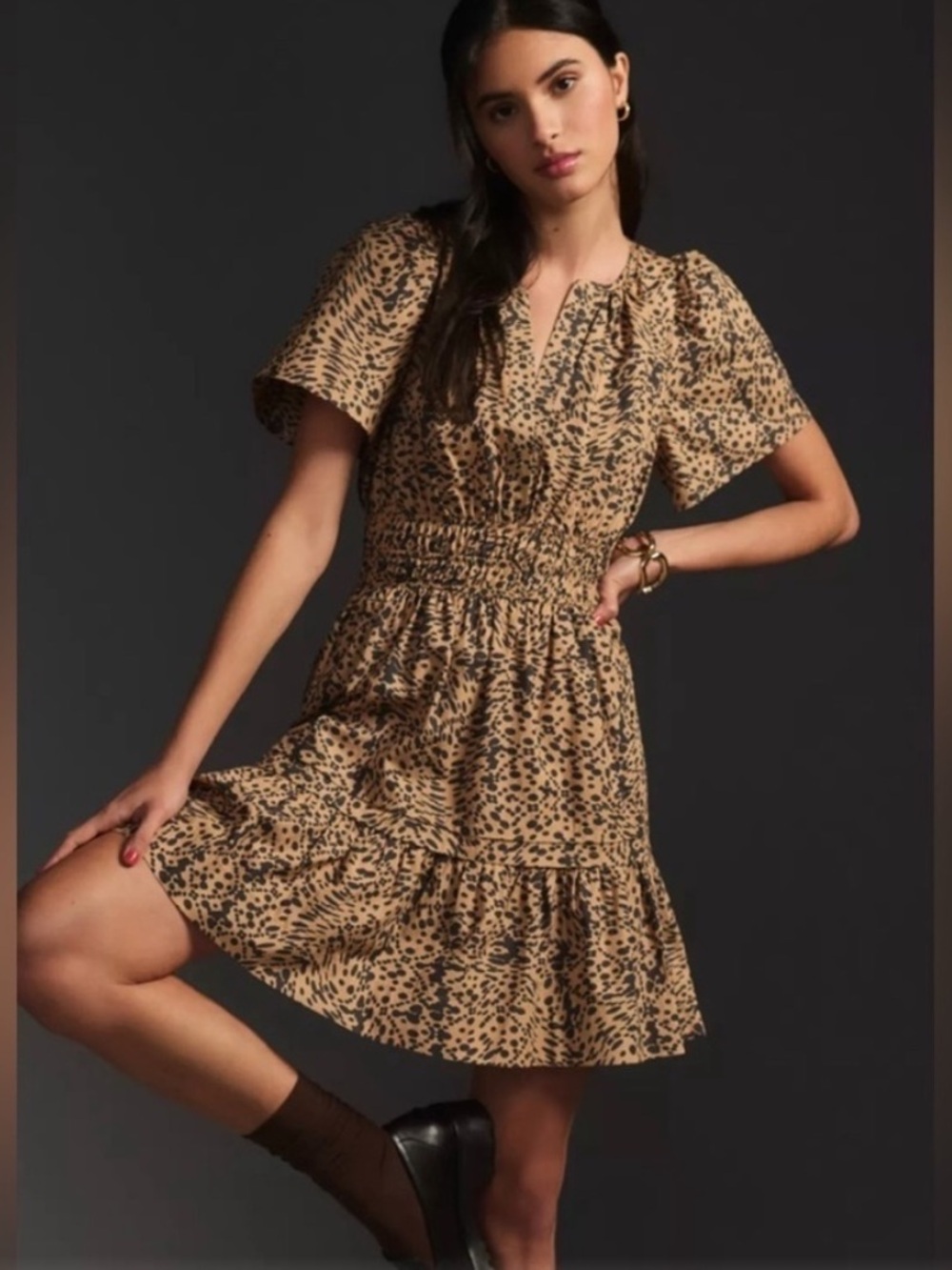 Anthropologie Somerset Mini Dress Cheetah Print S